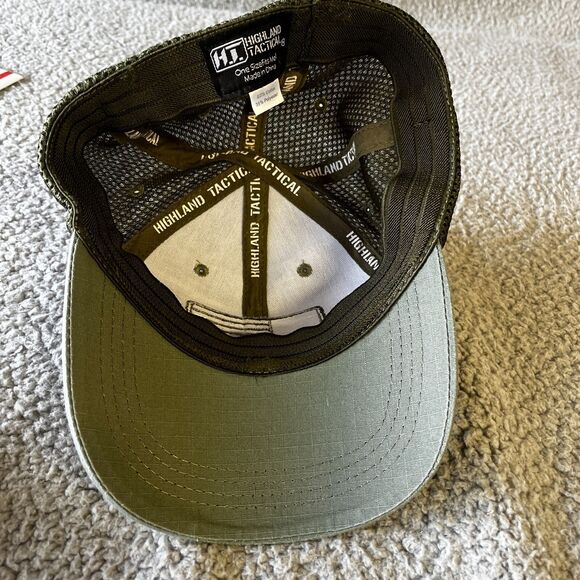 Highland Tactical Hat Cap Fitted OSFM Green Canvas Logo Mesh Vented Adult Mens - Picture 4 of 5